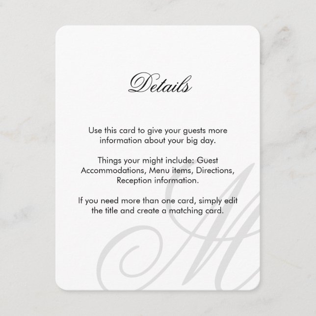 Cartão De Informações Torre Preta | Preto e Branco | Inserir placa (Frente)