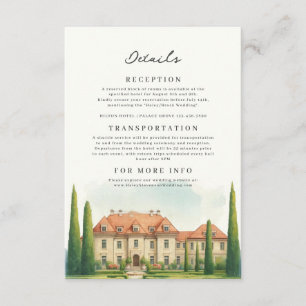 Cartão De Informações Toscana Aquarela Itália Vila Casamento de Destino