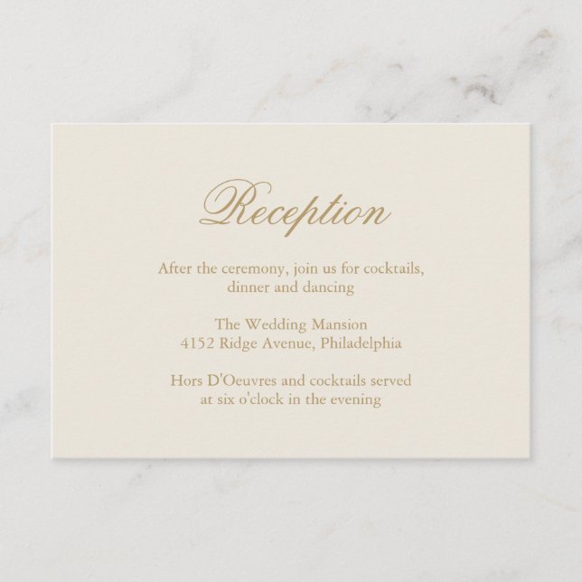 Cartão De Informações Tradicional Casamento Elegante Formal De Marfim (Frente)