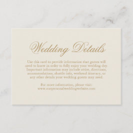 Cartão De Informações Tradicional Casamento Elegante Formal De Marfim