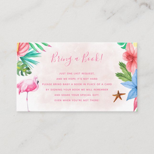 Cartão De Informações Traga um chá de fraldas tropical de livro (Frente)