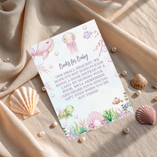 Cartão De Informações Traga um livro - Chá de fraldas de pérolas debaixo (Criador carregado)