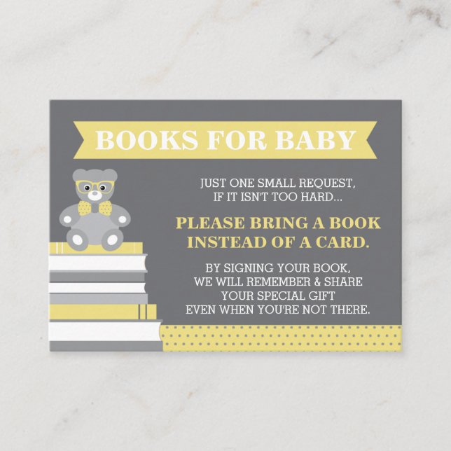 Cartão De Informações Traga Um Livro, Homem Pequeno, Urso De Teddy (Frente)