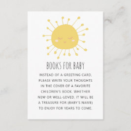 Cartão De Informações Traga um livro para pedido de bebê. Sol bonito. Ne