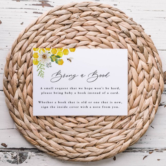 Cartão De Informações Tragam um livro, Abelhas de Aquarela e Visitas (Criador carregado)