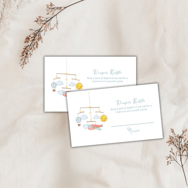 Cartão De Informações Travel Hot Air Balloon Diaper Raffle Baby Shower  (Travel Hot Air Balloon Diaper Raffle Baby Shower Enclosure Card)
