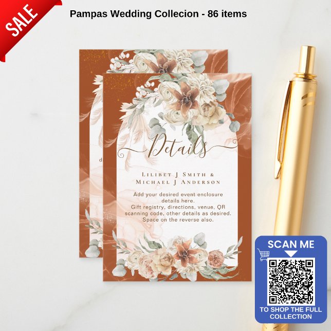 Cartão De Informações Trending Terracotta Pampas Grass Weding (Criador carregado)