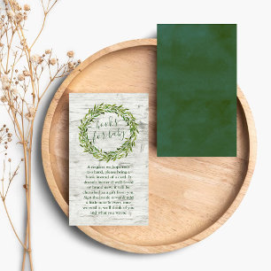 Cartão De Informações Trendy Laurel Wreath Greenery Livro de Chás de fr