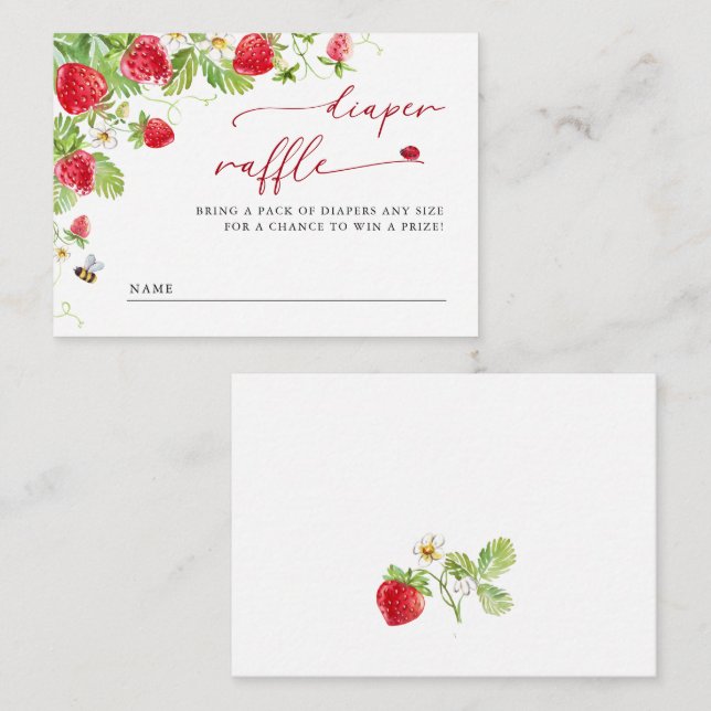 Cartão De Informações Trendy Meadow Strawberry Fralda Raffle (Frente/Verso)