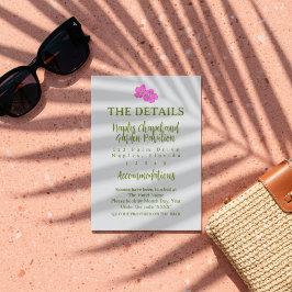 Cartão De Informações Tropical Hand Drawn Pink and Green 