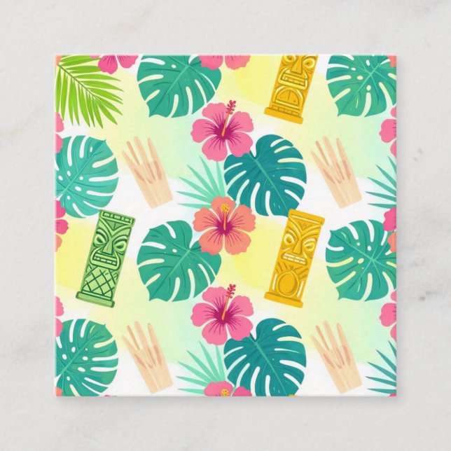 Cartão De Informações Tropical Hawaiian Tiki Pattern for Parties Wedding (Frente)