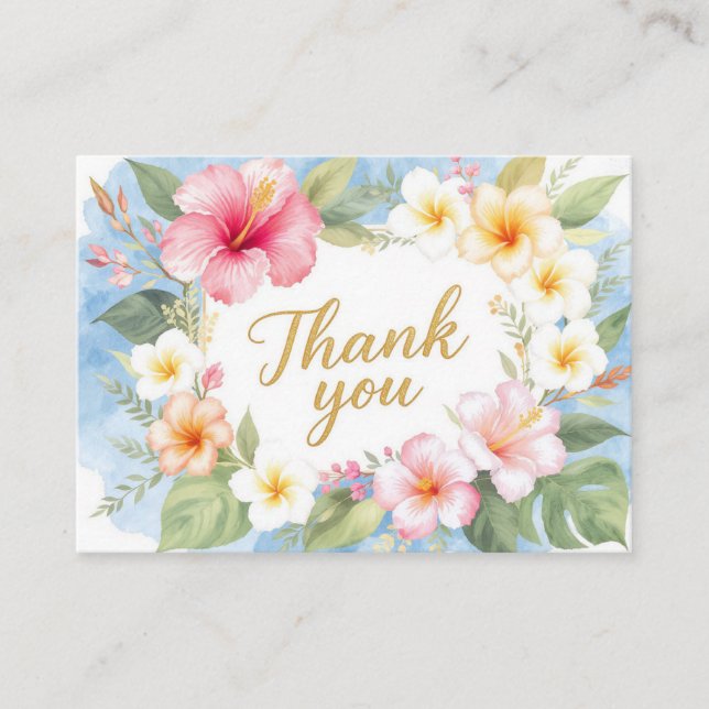 Cartão De Informações Tropical Hibiscus Hawaiian Thank You Card (Frente)