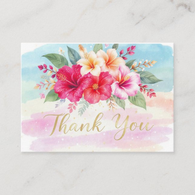 Cartão De Informações Tropical Hibiscus Hawaiian Thank You Card (Frente)