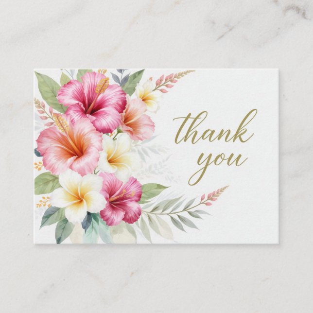 Cartão De Informações Tropical Hibiscus Hawaiian  Thank You Card (Frente)