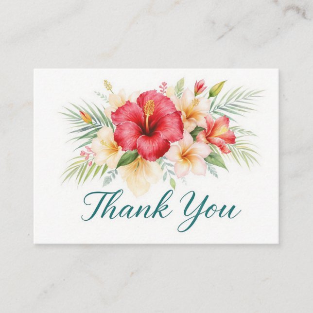 Cartão De Informações Tropical Hibiscus Hawaiian Thank You Card (Frente)