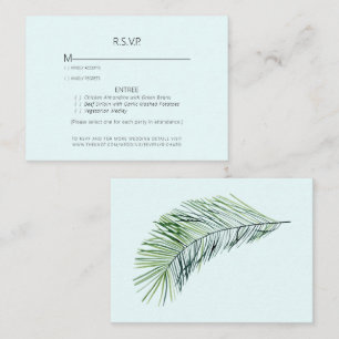 Cartão De Informações Tropical Palm Frond Icy Blue Weding RSVP