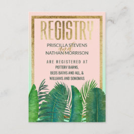 Cartão De Informações Tropical Palm Tree Banana Leaf Dourada Gift Regist
