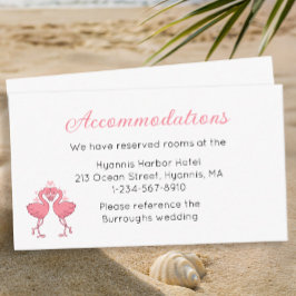 Cartão De Informações Tropical Pink Flamingo Beach Wedding Accommodation