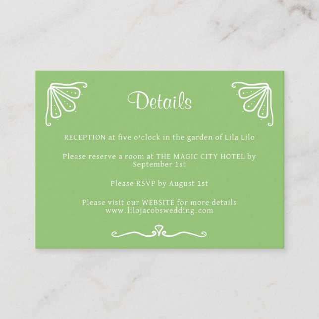 Cartão De Informações Tuberose Personalizada Pormenores de Casamento Enc (Frente)