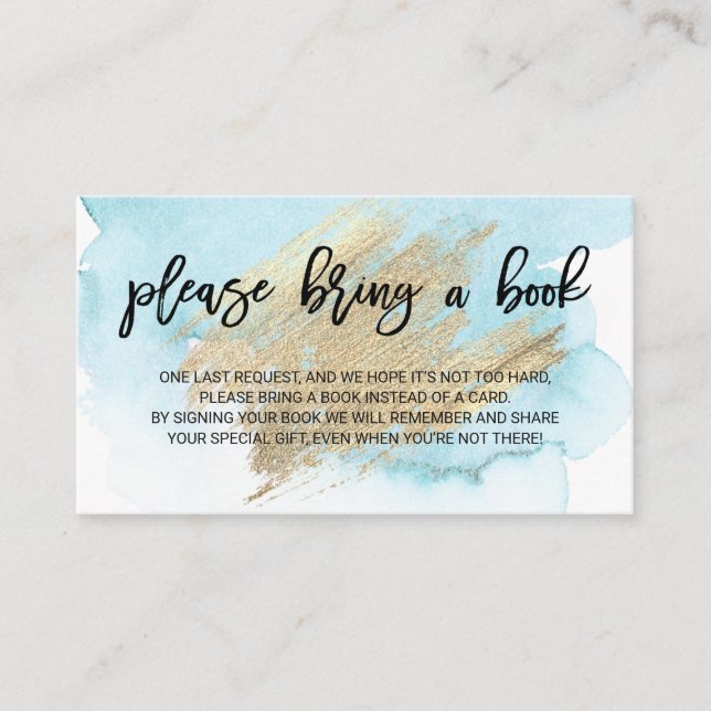 Cartão De Informações Turquesa azul-aquarela Traga um Chá de fraldas (Frente)