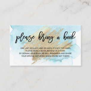 Cartão De Informações Turquesa azul-aquarela Traga um Chá de fraldas