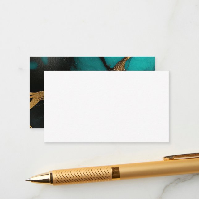 Cartão De Informações Turquesa Elegante e Casamento Dourado (Frente/Verso In Situ)