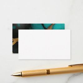 Cartão De Informações Turquesa Elegante e Casamento Dourado