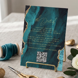 Cartão De Informações   Turquesa Moderna  Detalhes da Festa de Casamento