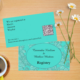Cartão De Informações Turquoise Daisies Floral Wedding Registry