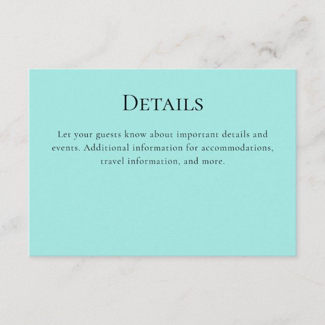 Cartão De Informações Turquoise Flamingo (Frente)