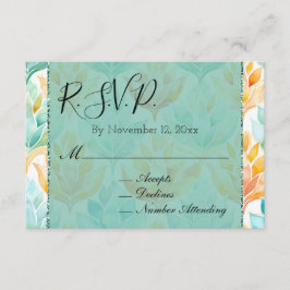 Cartão De Informações Turquoise Tangerine Abstrato Floral Weding RSVP