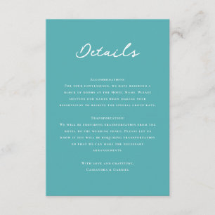 Cartão De Informações Turquoise Wedding