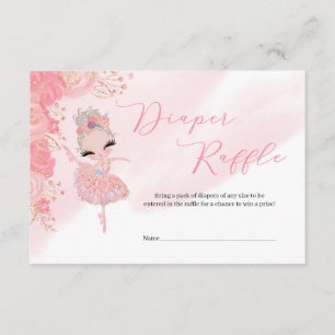 Cartão De Informações Tutu bailerina Chá de fraldas de ouro Raffle