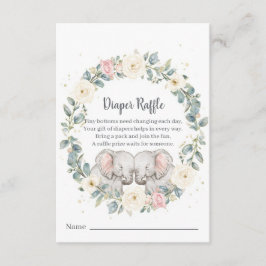 Cartão De Informações Twin Baby Shower Diaper Raffle Card – Watercolor