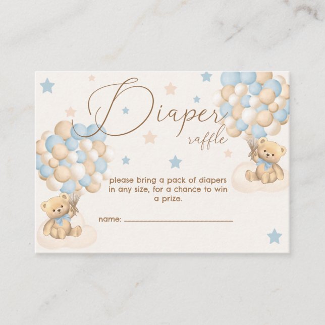 Cartão De Informações Twin Boys Baby Shower Diaper Raffle (Frente)