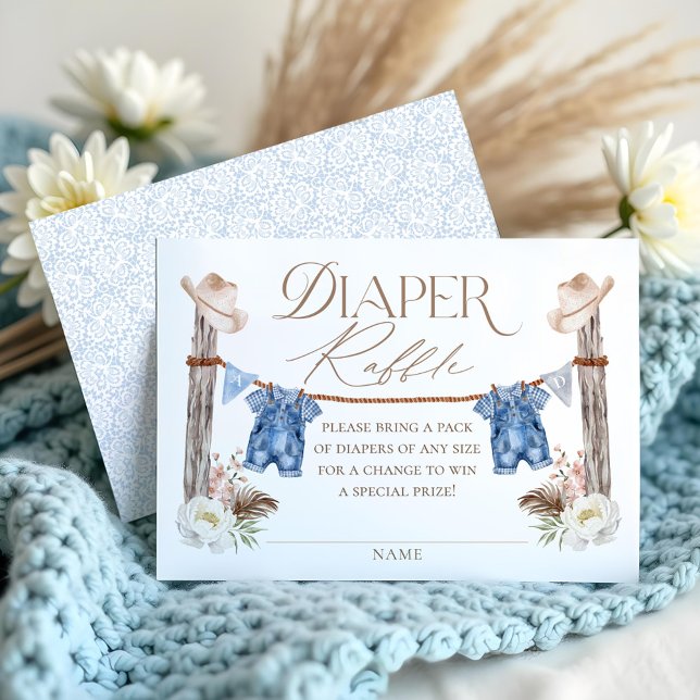Cartão De Informações Twin Buckaroos Cowboys Blue Fralda Raffle Ocidenta (Twin Buckaroos Cowboys Blue Western Diaper Raffle Enclosure Card)