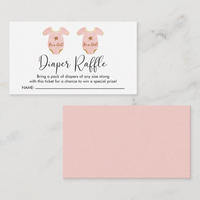 Cartão De Informações Twin Girls Chá de fraldas Fralda Raffle (Frente/Verso)
