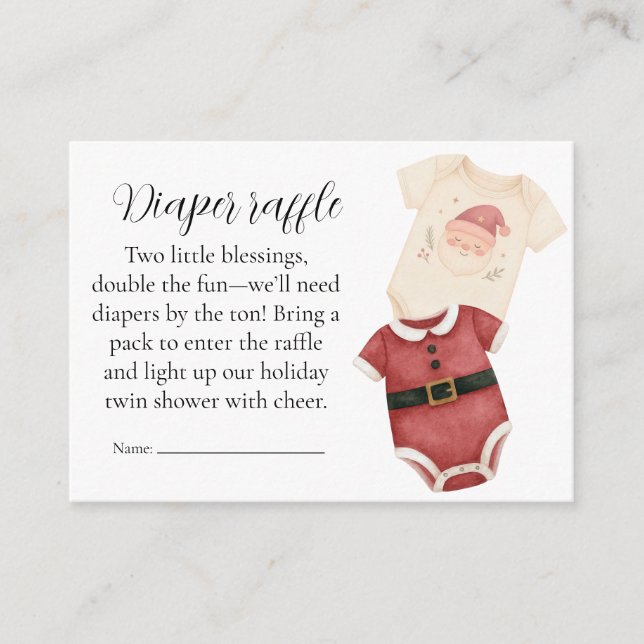 Cartão De Informações Twin Santa Babies Diaper Raffle Card (Frente)