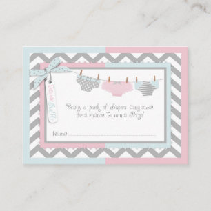 Cartão De Informações Twins Tie Tutu Fralda Raffle Ticket