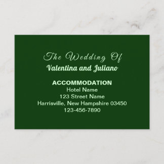 Cartão De Informações Typography Style Dark Green Wedding Accommodation