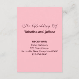 Cartão De Informações Typography Style Pink Wedding Reception Portrait