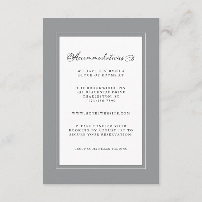 Cartão De Informações Última Cinza Detalhada de Casamentos Modernos Fron (Frente)