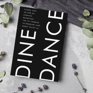 Cartão De Informações Ultra Moderno Nome Grande COMER DANÇAR Casamento
