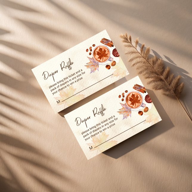 Cartão De Informações Um bebê está a preparar café, queda, fralda. (A baby is brewing coffee fall bridal shower diaper raffle enclosure cards raffle tickets)