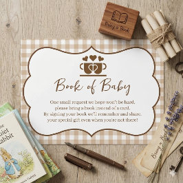 Cartão De Informações Um Bebê Está Sendo Preparado Traga um Livro em vez