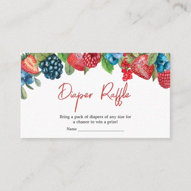 Cartão De Informações Um Berry Sweet Fralda Raffle (Frente)