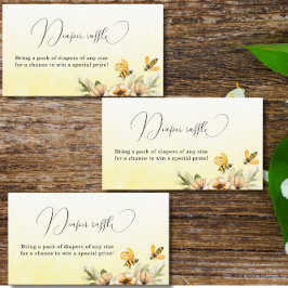 Cartão De Informações Um Chá de fraldas de Raffle Fralda de Abelhas