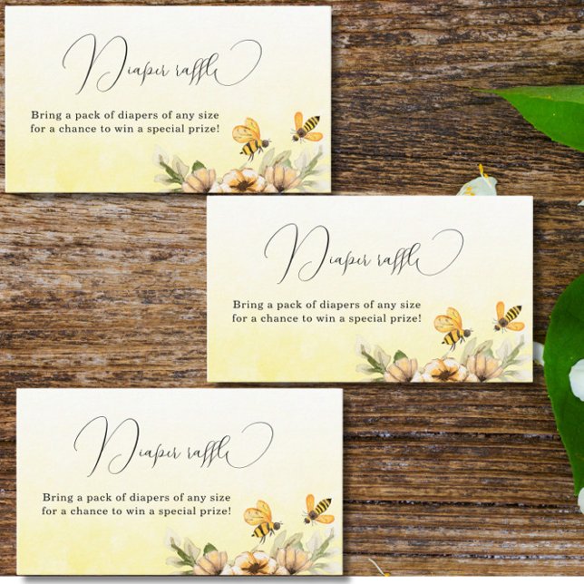 Cartão De Informações Um Chá de fraldas de Raffle Fralda de Abelhas (Criador carregado)