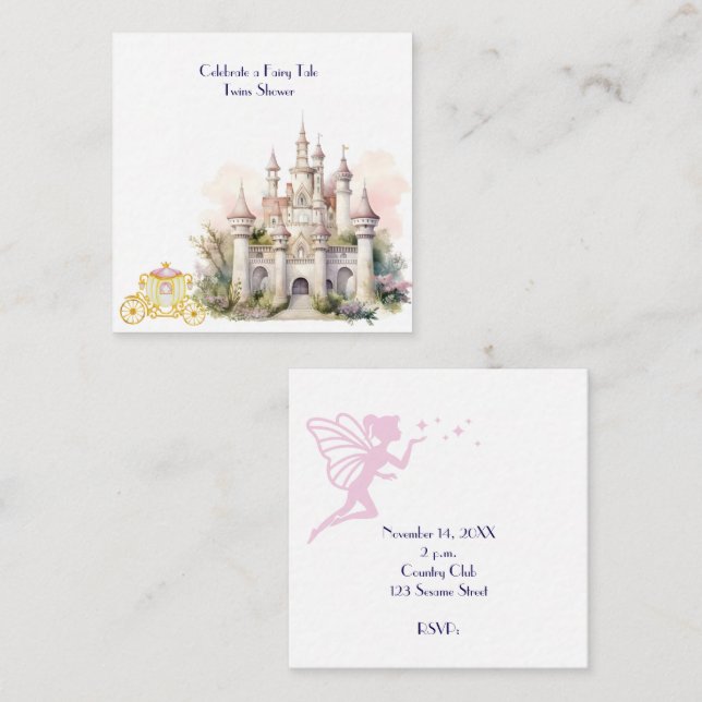 Cartão De Informações Um Chá de fraldas Gêmeo de Leite (Frente/Verso)