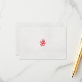 Cartão De Informações um desenho de uma flor vermelha em um fundo branco